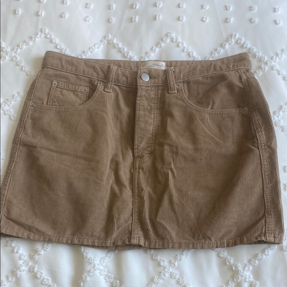 Tan Corduroy Mini Skirt